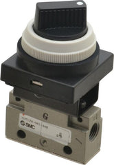 SMC PNEUMATICS - 0.14 CV Rate, 1/8" NPT Inlet Mechanical Valve - 2 Way, 2 Ports, Selector 90° Turn - Exact Tooling