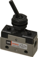 SMC PNEUMATICS - 0.14 CV Rate, 1/8" NPT Inlet Mechanical Valve - 3 Port, 2 Position, Toggle Lever - Exact Tooling