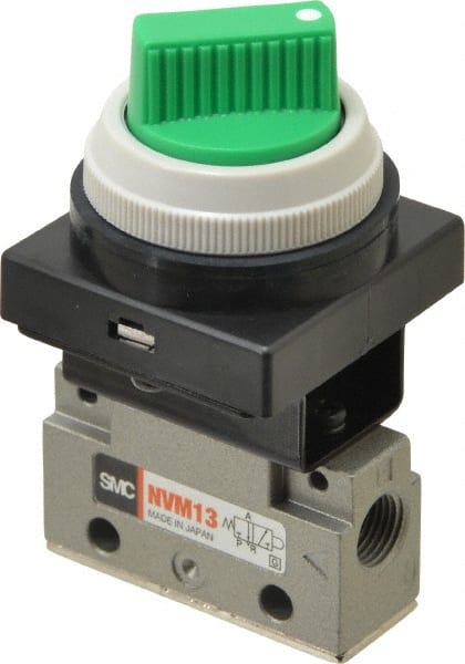 SMC PNEUMATICS - 0.14 CV Rate, 1/8" NPT Inlet Mechanical Valve - 3 Way, 2 Ports - Exact Tooling