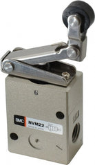 SMC PNEUMATICS - 1.00 CV Rate, 1/4" NPT Inlet Mechanical Valve - 2 Way, 2 Ports, Roller Lever One Way - Exact Tooling