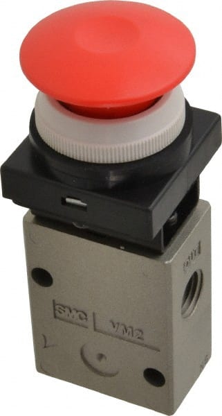 SMC PNEUMATICS - 1.00 CV Rate, 1/4" NPT Inlet Mechanical Valve - 2 Way, 2 Ports - Exact Tooling