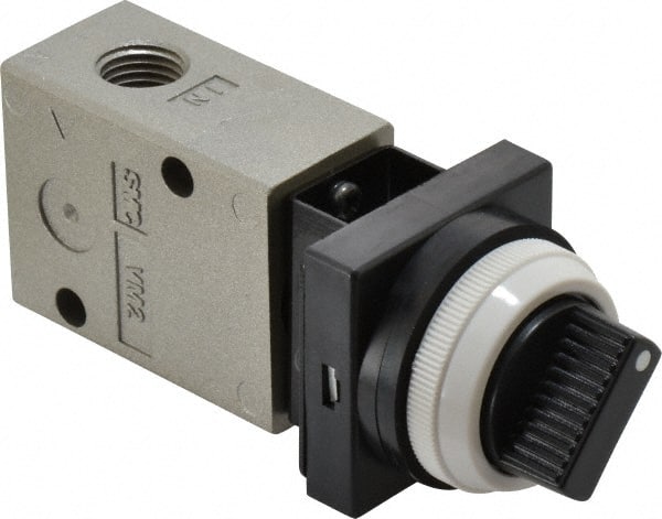 SMC PNEUMATICS - 1.00 CV Rate, 1/4" NPT Inlet Mechanical Valve - 3 Way, 2 Ports - Exact Tooling