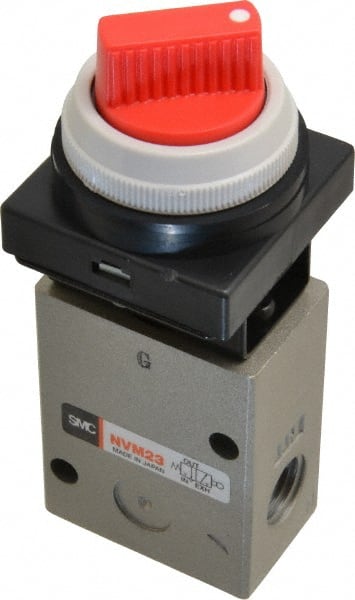 SMC PNEUMATICS - 1.00 CV Rate, 1/4" NPT Inlet Mechanical Valve - 3 Way, 2 Ports - Exact Tooling