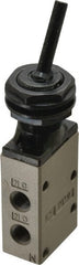 SMC PNEUMATICS - 0.38 CV Rate, 1/4" NPT Inlet Mechanical Valve - 3 Way, 3 Ports, Toggle Lever - Exact Tooling