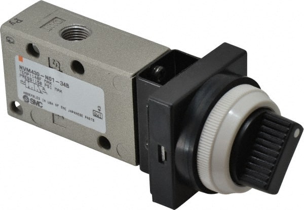 SMC PNEUMATICS - 0.38 CV Rate, 1/4" NPT Inlet Mechanical Valve - 3 Way, 3 Ports - Exact Tooling