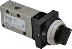 SMC PNEUMATICS - 0.38 CV Rate, 1/4" NPT Inlet Mechanical Valve - 3 Way, 3 Ports - Exact Tooling