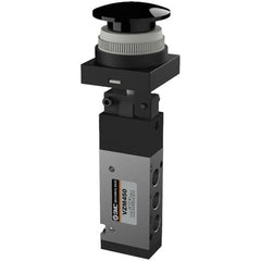 SMC PNEUMATICS - 0.55 CV Rate, 1/8" NPT Inlet Mechanical Valve - 4 Way, 5 Ports, Push Button Mushroom - Exact Tooling