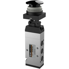 SMC PNEUMATICS - 1.00 CV Rate, 1/4" NPT Inlet Mechanical Valve - 4 Way, 5 Ports, Push Button Mushroom - Exact Tooling