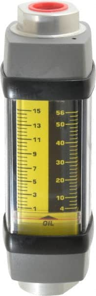 Hedland - 1/2" NPTF Port Oil & Petroleum-Based Liquid Flowmeter - 3000 Max psi, 1 to 15 GPM, Anodized Aluminum - Exact Tooling