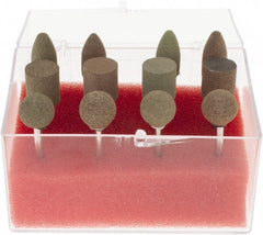 Grier Abrasives - 12 Piece Aluminum Oxide Rubber Rubber Mounted Abrasive Wheel Set - Includes Mounted Wheels with 1/8" Diam x 1-1/2" Long Shank - Exact Tooling