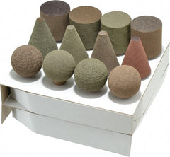 Grier Abrasives - 12 Piece Aluminum Oxide Rubber Rubber Mounted Abrasive Wheel Set - Includes Mounted Wheels with 1/4" Diam x 1-1/2" Long Shank - Exact Tooling
