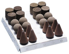Grier Abrasives - 24 Piece Aluminum Oxide Rubber Rubber Mounted Abrasive Wheel Set - Includes Mounted Wheels with 1/4" Diam x 1-1/2" Long Shank - Exact Tooling