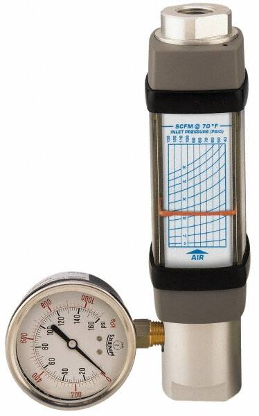 Hedland - 1/2" NPTF Port Compressed Air & Gas Flowmeter - 600 Max psi, 150 SCFM, Anodized Aluminum - Exact Tooling
