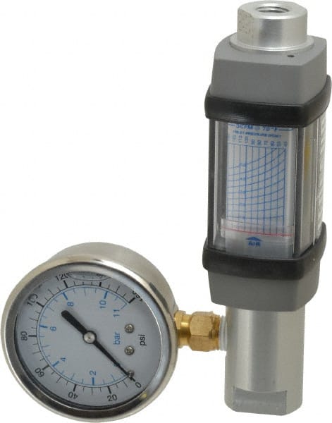 Hedland - 1/4" NPTF Port Compressed Air & Gas Flowmeter - 600 Max psi, 5 SCFM, Anodized Aluminum - Exact Tooling