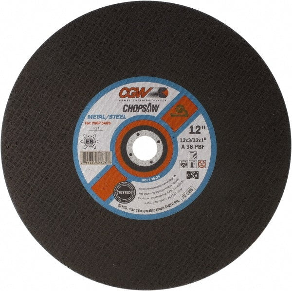 Camel Grinding Wheels - 16" 36 Grit Aluminum Oxide Cutoff Wheel - 3/32" Thick, 1" Arbor, 3,820 Max RPM - Exact Tooling