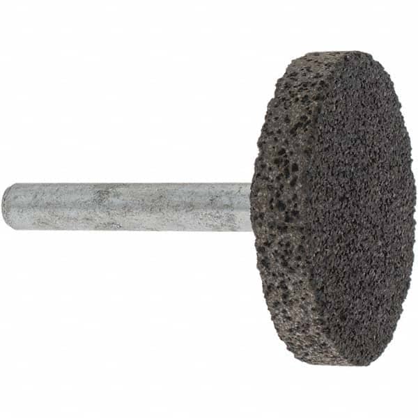 Made in USA - 1-1/2" Head Diam x 1/4" Thickness, W235, Cylinder End, Aluminum Oxide Mounted Point - Brown, Very Coarse Grade, 36 Grit, 25,470 RPM - Exact Tooling