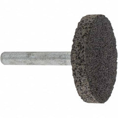 Made in USA - 1-1/2" Head Diam x 1/4" Thickness, W235, Cylinder End, Aluminum Oxide Mounted Point - Brown, Very Coarse Grade, 36 Grit, 25,470 RPM - Exact Tooling