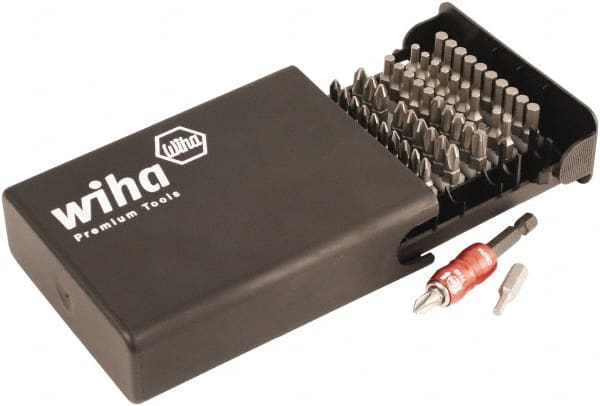 Wiha - 51 Piece, 1/4" Drive Screwdriver Insert Bit Set - #1 to #3 Phillips, 1/8 to 5/32" Hex - Exact Tooling