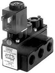 ARO/Ingersoll-Rand - 1/8" Inlet x 1/8" Outlet, Solenoid Actuator, Solenoid Return, 2 Position, Body Ported Solenoid Air Valve - 24 VDC Input, 32 CFM, 0.9 CV, 4 Way, 150 psi, 3-1/2" Long x 1-15/16" Wide x 3-1/4" High, 0 to 180°F - Exact Tooling