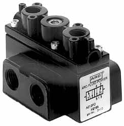 ARO/Ingersoll-Rand - 3/8" Inlet x 3/8" Outlet, Pilot Actuator, Pilot Return, 2 Position, Body Ported Solenoid Air Valve - 63 CFM, 1.7 CV, 4 Way, 150 psi, 3-1/2" Long x '2-1/2" Wide x 3-5/8" High, 0 to 180°F - Exact Tooling