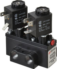 ARO/Ingersoll-Rand - 1/4" Inlet x 1/4" Outlet, Solenoid Actuator, Solenoid Return, 2 Position, Body Ported Solenoid Air Valve - 120 VAC Input, 54 CFM, 1.5 CV, 4 Way, 150 psi, 3-31/32" Long x 1-15/16" Wide x 3-1/4" High, 0 to 180°F - Exact Tooling