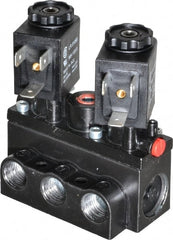 ARO/Ingersoll-Rand - 1/4" Inlet x 1/4" Outlet, Solenoid Actuator, Solenoid Return, 3 Position, Body Ported Solenoid Air Valve - 24 VDC Input, 32 CFM, 0.9 CV, 4 Way, 150 psi, 2-15/16" Long x 1-15/16" Wide x 1-13/16" High, 0 to 180°F - Exact Tooling