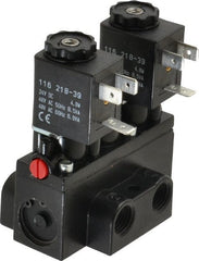 ARO/Ingersoll-Rand - 1/4" Inlet x 1/4" Outlet, Solenoid Actuator, Solenoid Return, 3 Position, Body Ported Solenoid Air Valve - 24 VDC Input, 32 CFM, 0.9 CV, 4 Way, 150 psi, 2-15/16" Long x 1-15/16" Wide x 1-13/16" High, 0 to 180°F - Exact Tooling