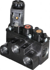 ARO/Ingersoll-Rand - 3/8" Inlet x 3/8" Outlet, Solenoid Actuator, Spring Return, 2 Position, Body Ported Solenoid Air Valve - 24 VDC Input, 63 CFM, 1.7 CV, 4 Way, 150 psi, 3-1/2" Long x '2-1/2" Wide x 3-5/8" High, 0 to 180°F - Exact Tooling