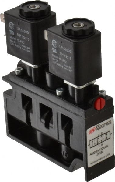 ARO/Ingersoll-Rand - 1/4", 3-Position Alpha Stacking Solenoid Valve - 120 VAC, 1.9 CV Rate, 3-7/8" High x 3-15/32" Long - Exact Tooling