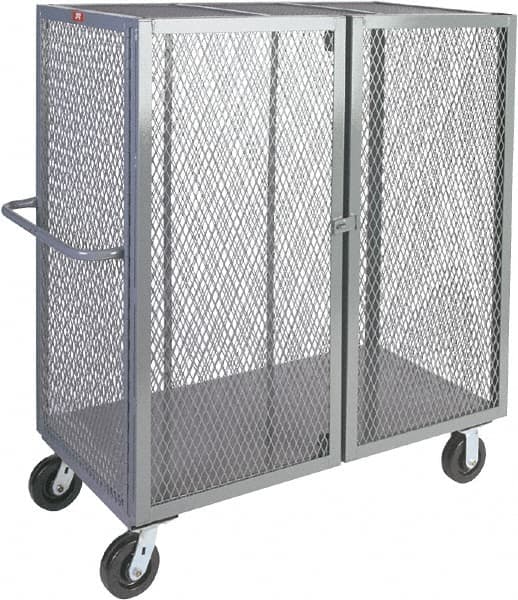 Jamco - 2,000 Lb Capacity, 1 Shelf, Steel Mesh Security Truck - 48" Long x 30" Wide x 57" High, 6" Diam Wheels - Exact Tooling
