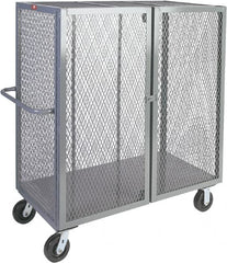 Jamco - 2,000 Lb Capacity, 1 Shelf, Steel Mesh Security Truck - 60" Long x 30" Wide x 57" High, 6" Diam Wheels - Exact Tooling