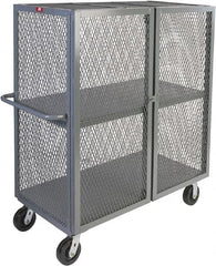 Jamco - 3,000 Lb Capacity, 2 Shelf, 4-Sided Steel Mesh Security Truck - 36" Long x 72" Wide x 57" High, 6" Diam Phenolic Wheels - Exact Tooling