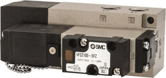 SMC PNEUMATICS - 0.8 CV Flow Rate, Single Solenoid Pilot Operated Valve - 5 Port, 2 Position, Spring Return, 1/4" NPT Inlet, 24 V - Exact Tooling