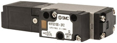 SMC PNEUMATICS - 0.8 CV Flow Rate, Single Solenoid Pilot Operated Valve - 5 Port, 2 Position, Spring Return, 1/4" NPT Inlet, 110 V - Exact Tooling
