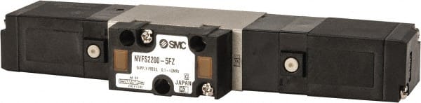 SMC PNEUMATICS - 0.8 CV Flow Rate, Double Solenoid Pilot Operated Valve - 5 Port, 2 Position, 1/4" NPT Inlet, 24 V - Exact Tooling