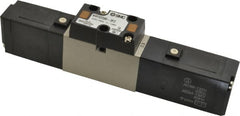 SMC PNEUMATICS - 0.8 CV Flow Rate, Double Solenoid Pilot Operated Valve - 5 Port, 2 Position, 1/4" NPT Inlet, 110 V - Exact Tooling