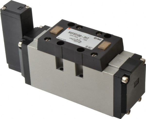 SMC PNEUMATICS - 5.7 CV Flow Rate, Single Solenoid Pilot Operated Valve - 5 Port, 2 Position, Spring Return, 3/4" NPT Inlet, 110 V - Exact Tooling