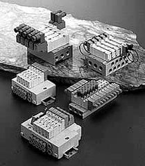 SMC PNEUMATICS - 1.2 CV Flow Rate, 8 Station Pilot Operated Solenoid Valve - 3/8" Push to Connect Inlet, Bar Manifold Base Mounted - Exact Tooling
