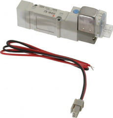 SMC PNEUMATICS - 0.3 CV Flow Rate, Single Solenoid Pilot Operated Valve - 5 Port, 2 Position, Spring Return, 1/4" Push to Connect Inlet, 24 V - Exact Tooling