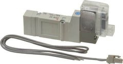 SMC PNEUMATICS - 0.3 CV Flow Rate, Single Solenoid Pilot Operated Valve - 5 Port, 2 Position, Spring Return, 1/4" Push to Connect Inlet, 110 V - Exact Tooling