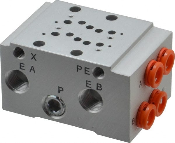 SMC PNEUMATICS - 0.3 CV Flow Rate, 2 Station Pilot Operated Solenoid Valve - 1/4" Push to Connect Inlet, Bar Manifold Base Mounted - Exact Tooling