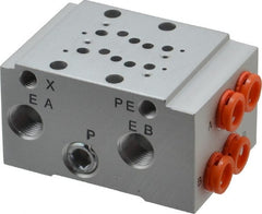 SMC PNEUMATICS - 0.3 CV Flow Rate, 2 Station Pilot Operated Solenoid Valve - 1/4" Push to Connect Inlet, Bar Manifold Base Mounted - Exact Tooling