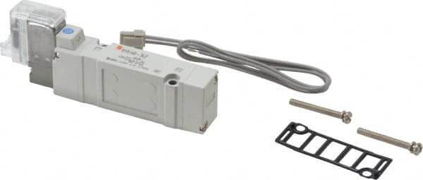SMC PNEUMATICS - 0.7 CV Flow Rate, Single Solenoid Pilot Operated Valve - 5 Port, 2 Position, Spring Return, 1/4" Push to Connect Inlet, 110 V - Exact Tooling