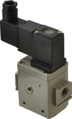SMC PNEUMATICS - 1/4" Female NPT x 1/8" Gage Port Soft Start-Up Valve - 24V, DC Input, DIN Electrical Entry & 30 to 150 psi - Exact Tooling