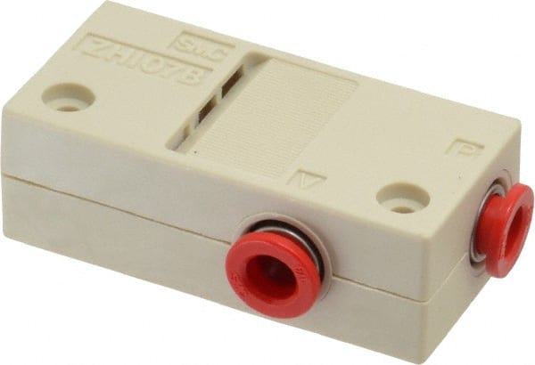 SMC PNEUMATICS - 0.7mm Nozzle High Pressure Vacuum Ejector Valve - 1/4" Tube Outside Diam Supply Port x 1/4" Tube Outside Diam Vacuum Port, 26 psi Pressure, 0.71 CFM Air Consumption & 0.42 CFM Max Suction Flow - Exact Tooling