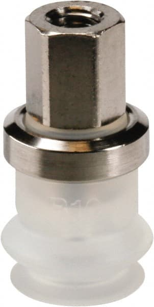 SMC PNEUMATICS - M5x0.8 Female Port, 10" Pad Diam, Bellows, Vertical Vacuum Pad - Silicone - Exact Tooling