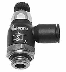 Legris - 5/32" Tube OD x 1/8 Male NPT Compact Meter Out Flow Control Valve - 14.5 to 145 psi, Nylon - Exact Tooling