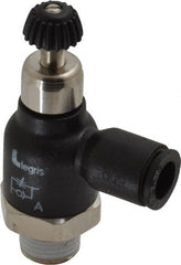 Legris - 1/4" Tube OD x 1/8 Male NPT Compact Meter Out Flow Control Valve - 14.5 to 145 psi, Nylon - Exact Tooling