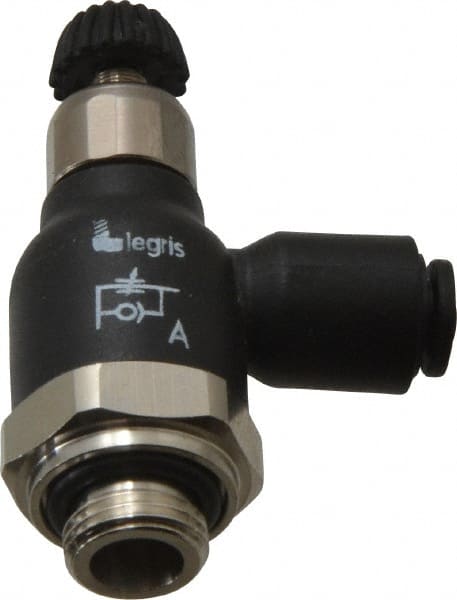 Legris - 4mm Tube OD x 1/8 Male BSPP Compact Meter Out Flow Control Valve - 14.5 to 145 psi, Nylon - Exact Tooling