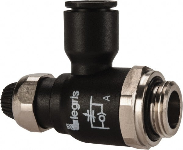 Legris - 10mm Tube OD x 3/8 Male BSPP Compact Meter Out Flow Control Valve - 14.5 to 145 psi, Nylon - Exact Tooling